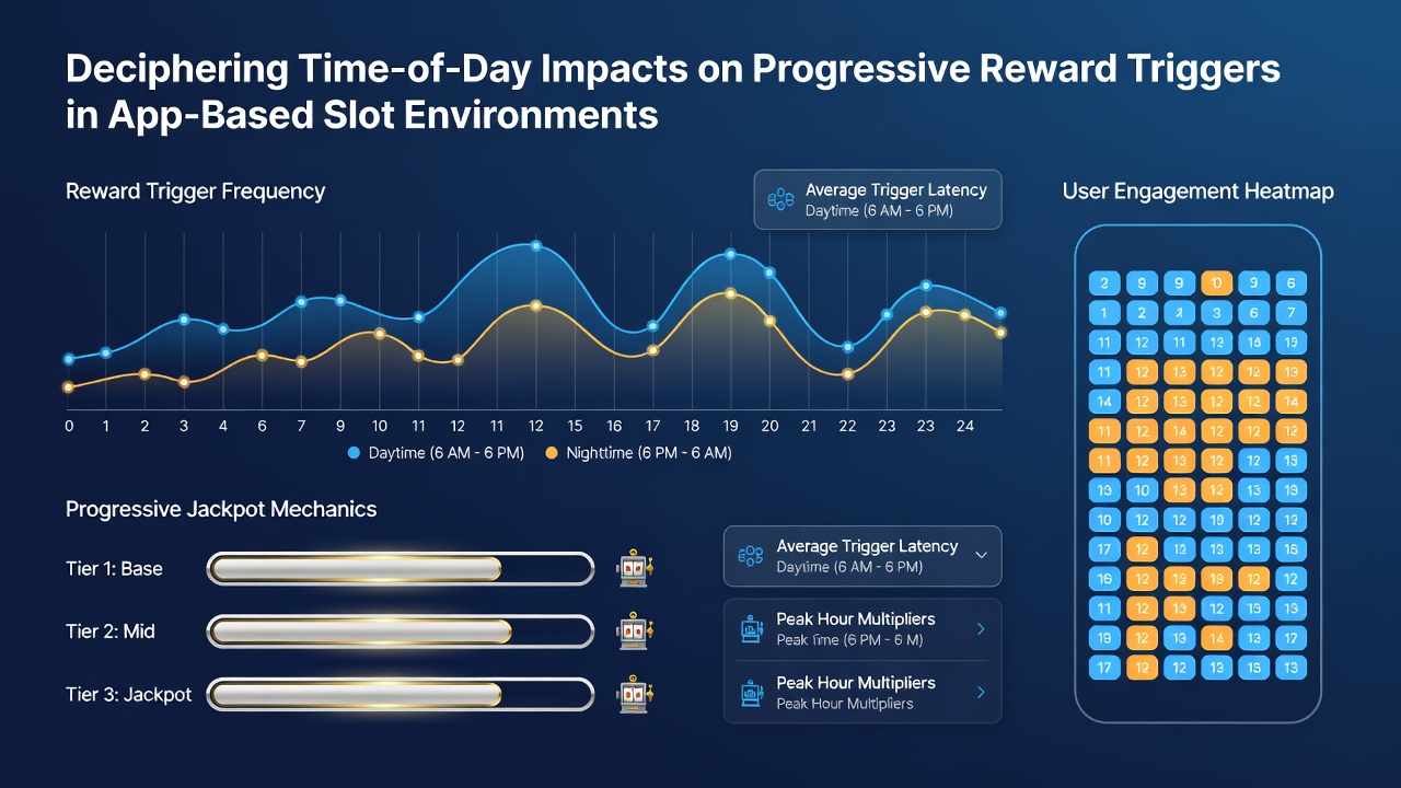 Graph showing hourly progressive jackpot trigger frequencies overlaid on a 24-hour clock with regional time zone markers