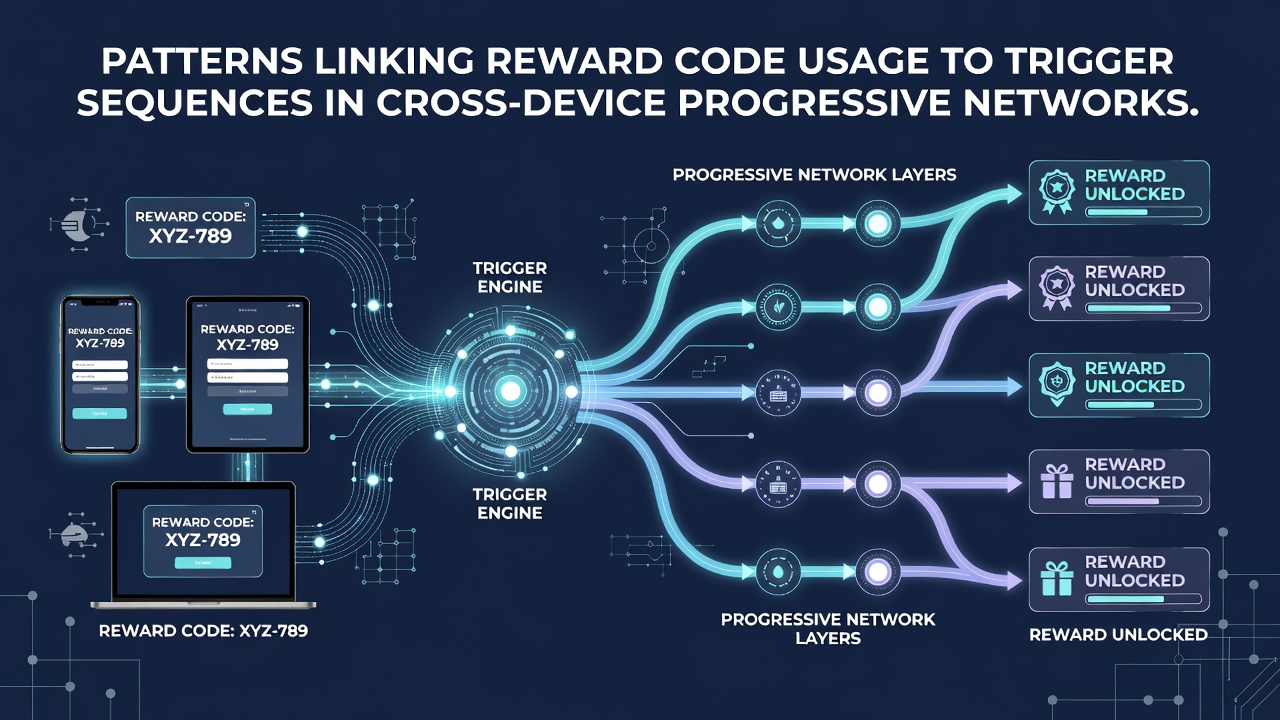 Chart displaying trigger sequence timing after reward code entries in progressive networks