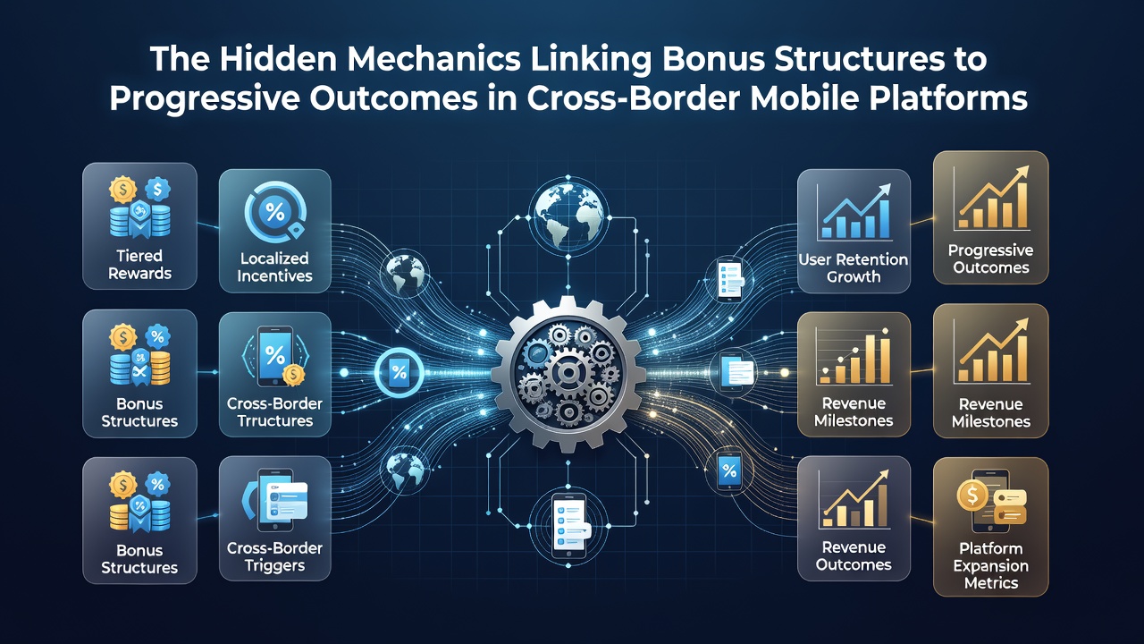Network diagram illustrating data flows between bonus redemption and progressive jackpot pools in mobile platforms