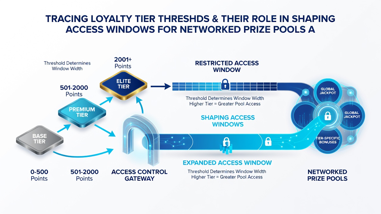 Diagram illustrating tier thresholds and synchronized prize pool access timelines on mobile devices