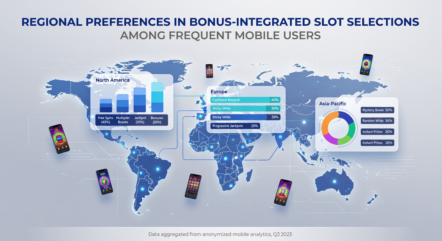 Regional analysis of mobile slot preferences showing bonus integration patterns across different gaming markets